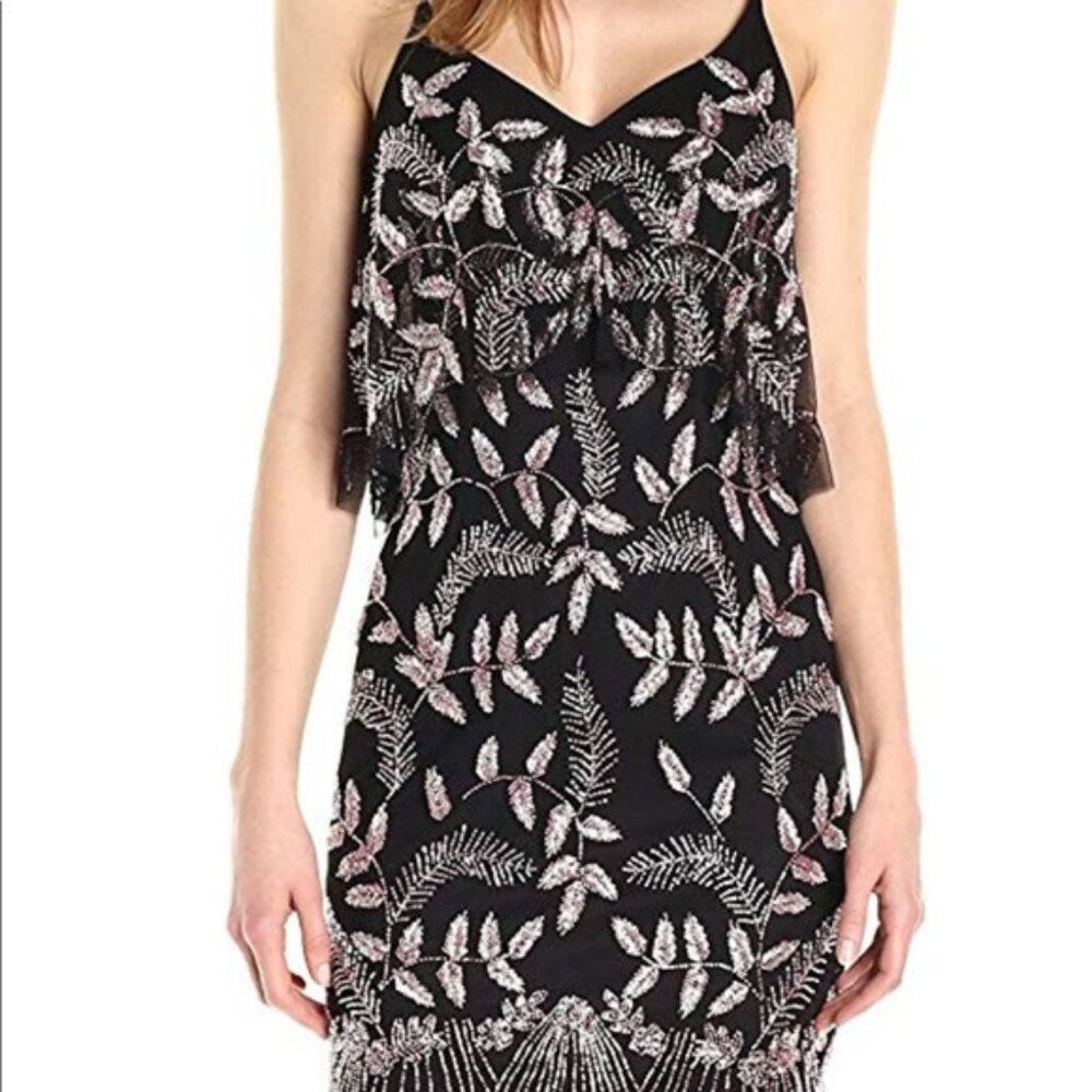 Beautiful Black Cocktail Dress with Rose Gold Bead Details